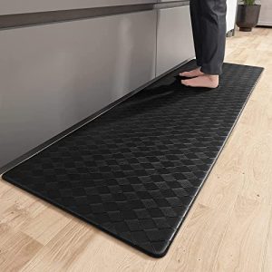 Color&Geometry Kitchen Mat, 17″X71″, Non Slip, Foam Padded, Anti Fatigue, Runner, Black