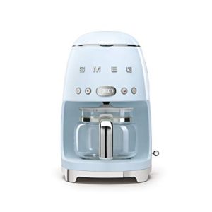 Smeg 50’s Retro Style Aesthetic Drip Coffee Machine with 10 Cup Glass Carafe, Auto Start Feature, Keep Warm Plate, and Two Coffee Strength Settings (Pastel Blue)