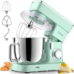 Peicual Stand Mixer, 5.5QT 10+P Speed Tilt-Head Kitchen Electric Mixer, Food Mixer with Stainless Steel Bowl, Dough Hook, Flat Beater, Wire Whisk, Splash Guard for Daily Use -Green