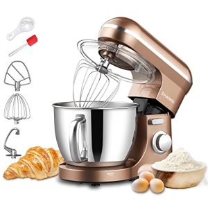 Kitchen Stand Mixer, 6.5 Quart, 6 Speed Tilt-Head Kitchen Mixer, Electric Food Mixer with Dough Hook, Wire Whip, Beater, Gold