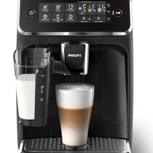 PHILIPS 3200 Series Fully Automatic Espresso Machine – LatteGo Milk System, 5 Coffee Varieties, Intuitive Touch Display, 100% Ceramic Grinder, AquaClean Filter, Black (EP3241/54)