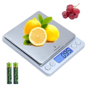 Food Scale – Digital Kitchen Scale Grams and Ounces for Cooking Baking Jewelry – Smart Precision Counting Weighing Scale for Food with 2 Trays 3000g/0.1g LCD Display (Batteries Included)