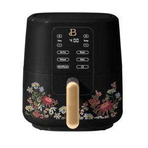 Beautiful 3 Qt Air Fryer with TurboCrisp Technology, (Wildflower) by Drew Barrymore, Black