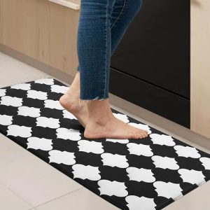 PCSWEET HOME Kitchen Mat, Anti-Fatigue Cushioned Kitchen Mats for Floor, Moroccan Trellis Kitchen Rugs and Mats Washable, Waterproof Non-Slip Comfort Standing Mat for Kitchen, Office, Sink, Laundry