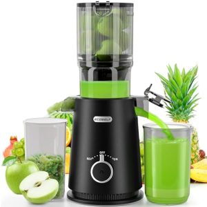 ECOSELF Juicer Machines, Cold Press Juicer, Whole Juicer with 4.35″ Wide Mouth, Whole Fruit juicer, Juice Extractor for Vegetable and Fruit, High Juice Yield, Easy to Clean with Brush