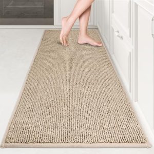 PURRUGS Machine Washable Kitchen Runner Rug 2ft x 6ft, Non-Slip/Skid Hallway Runner Rug, Super Absorbent Soft Area Rug for Hallway, Kitchen & Laundry, Rolled Packaging, Beige