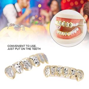 18K Plated Gold Grills Teeth Grillz For Men Women, Bling Grillz For Halloween Party Gift, Hip For Electric Grills Outdoor-Electric-Grills Hop Poker Top & Bottom