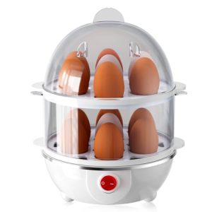 Egg Cooker – CACHOO Rapid Hard Boiled Egg Cooker with Measuring Cup, Easy Peeling, Dishwasher Safe, 14-Egg Capacity Electric Egg Steamer with Boil-Dry Protection