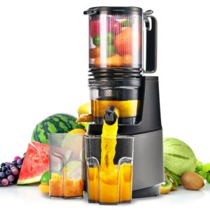 ATSENT Cold Press Juicer,Slow Masticating Juicer Machines with 5.3″ Large Feed Chute for Most Fruits and Vegetables,Easy to Clean Lemon Orange Juicer with 250W Motor and High Juice Yield