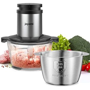 JOYAMI Electric Food Processor with 2 Bowls, Food Chopper Vegetable Meat Grinder, Stainless Steel Blades, 2 Speed