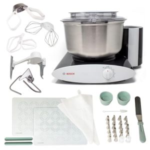 Bosch Universal Plus Stand Mixer – Black – Baker’s Package with Additional Baking Attachments and Stainless Steel Bowl