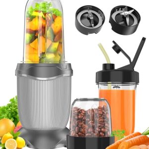 Smoothie Blender, 1000 W Upgraded Compact Personal Blender for Shakes and Smoothies, Juice, Frozen Drinks, Sauces & More, Smoothies Maker with 2 * 26 Oz To-Go Cups, 2*Spout-Lids