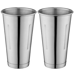 Metal Magery Stainless Steel Milkshake Cups Immersion Hand Blender Malt Cup 30 oz Set of 2