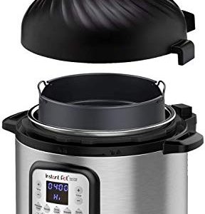 Instant Pot Duo Crisp 11-in-1 Air Fryer and Electric Pressure Cooker Combo with Multicooker Lids that Fries, Steams, Slow Cooks, Dehydrates,Free App With Over 800 Recipes, Black/Stainless Steel, 8QT