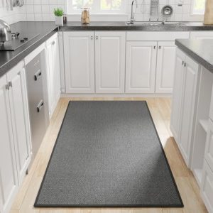 Hargiis Kitchen Rug, Rubber Non Slip Kitchen Rugs Washable, Absorbent Runner Mat for Floor, Machine Washable Standing Mats for in Front of Sink, Door, Laundry, Entryway, Hallway (Black, 71″ × 35.5″)