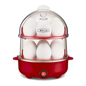 bella Rapid Electric Egg Cooker and Omelet Maker with Auto Shut Off, for Easy to Peel, Poached Eggs, Scrambled Eggs, Soft, Medium and Hard-Boiled Eggs, 14 Egg Capacity Tray, Double Tier, Red