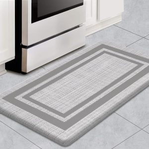 WEZVIX Anti Fatigue Kitchen Floor Mat, 1/2 Inch Thick Comfort Cushioned Standing Mat, Non Skid Kitchen Rugs and Mats Waterproof PVC Memory Kitchen Mats for Floor Sink Office Laundry,17.3″x29″