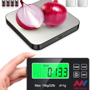 Mik-Nana Food Scale with Separate LCD Display, 22lb Digital Kitchen Scale Weight Grams and Oz for Baking Cooking Coffee Package Postage Shipping Meal Prep, 7 Units with Tare Function