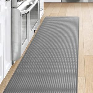 DEXI Kitchen Rug Anti Fatigue,Non Skid Cushioned Comfort Standing Kitchen Mat Waterproof and Oil Proof Floor Runner Mat, Easy to Clean, 17″x59″, Grey