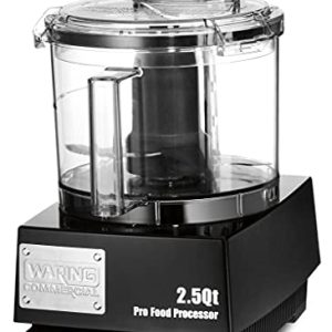 Waring Commercial WFP11SW 2.5 Quart Food Processor, 3/4 HP Motor, Low Profile Design, Patented LiquiLock Seal Bowl System, Includes Whipping Disc and a Standard S blade for Chopping, Pureeing, and Emulsyfying, 120V, 5-15 Phase Plug