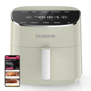 Nuwave Brio Plus Air Fryer 8 Qt, New & Improved, PFAS-FREE, 7 Digital One-Touch Cook Functions that AIR FRY, BAKE, ROAST, DEHYDRATE, TOAST, REHEAT, PREHEAT, 150 Presets, 50°F~400°F, 700/1500/1800W