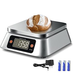 Kitchen Scales Digital Weight Grams and Ounces, WISHSOM KF-H8 Food Scale for Bakers, Candle and Soap Making, Baking Scale with Stainless Steel Large Platform, 22lb, 3*AA Batteries and AC Adapter