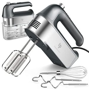 Hand Mixer Electric, 450W Kitchen Mixers with Scale Cup Storage Case, Turbo Boost/Self-Control Speed + 5 Speed + Eject Button + 5 Stainless Steel Accessories, For Easy Whipping Dough,Cream, Cake