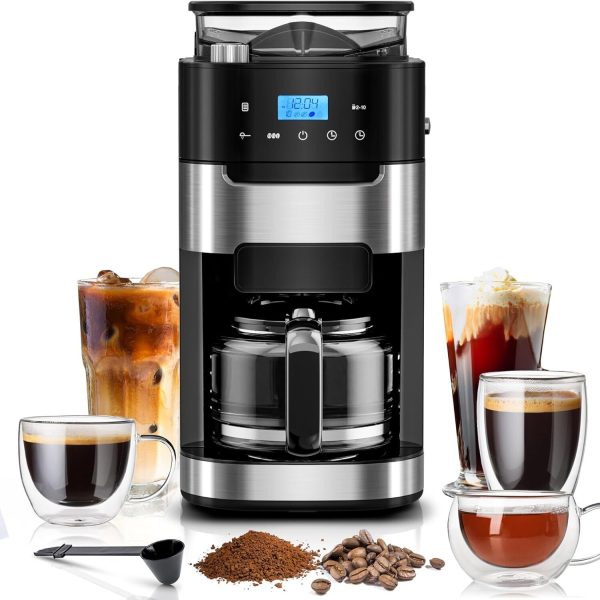 10-Cup Digital Drip Coffee Maker ,Grinder Built In, Express Coffee Maker,Timer