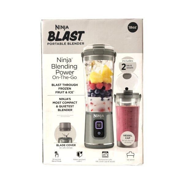 Ninja Blast Portable Blender, 2 18oz. BPA Free and Leakproof (Silver Gray)