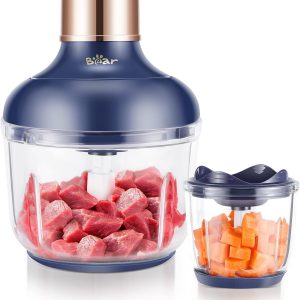 400W Food Processor Electric Food Chopper with 2 Glass Bowls (8 Cup+2.5 Cup)