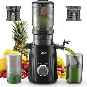 Cold Press Juicer, 250w Masticating Slow Juicer Machine w/ 4.3″ Wide Feed Chute