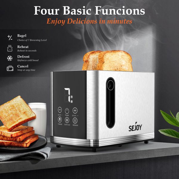 Bread Toaster 2 Slice Toaster Stainless Steel Toaster Long Slot Digital Toaster