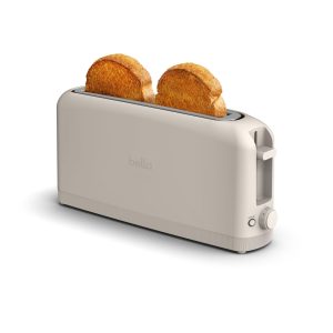 Bella 2 Slice Slim Toaster Extra Wide Long Slot Oatmilk Modern Design