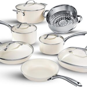 12 Pc Ceramic Pots and Pans Set Non Stick Cookware Set, Kitchen Cookware Sets