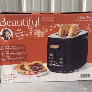 Beautiful 2 Slice Toaster with Touch-Activated Display, Black Sesame