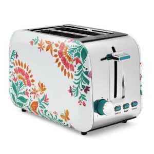 The Pioneer Woman 2-Slice Toaster, Folk Geo Print with Removable Tray