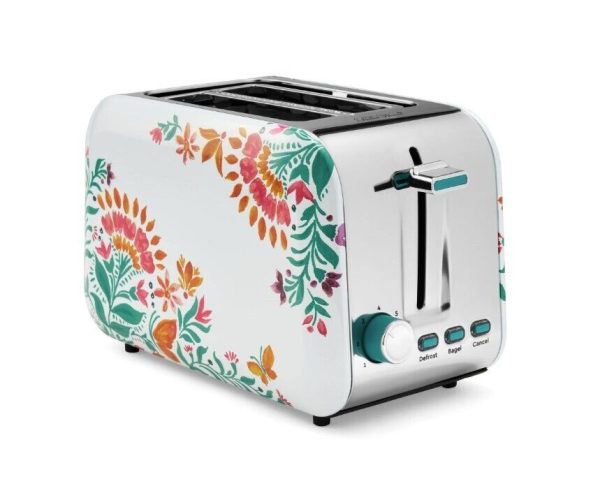 The Pioneer Woman 2-Slice Toaster, Folk Geo Print with Removable Tray