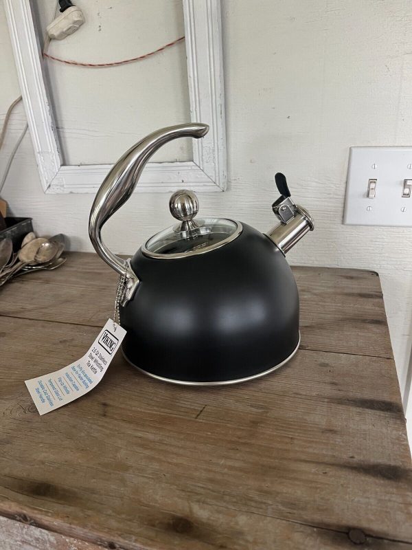 Viking 3-Ply 2.6 Qt Whistling Tea Kettle NWT Stainless Steel Matte Black