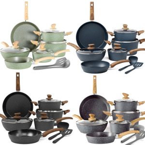 12Piece Pots and Pans Set Nonstick Granite Coated Induction Kitchen Cookware Set