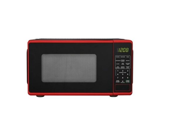 Mainstays 0.7 Cu ft Countertop Microwave Oven, 700 Watts, Red