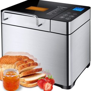 Stainless Steel Bread Machine, 2LB 17-in-1 Programmable XL Bread Maker