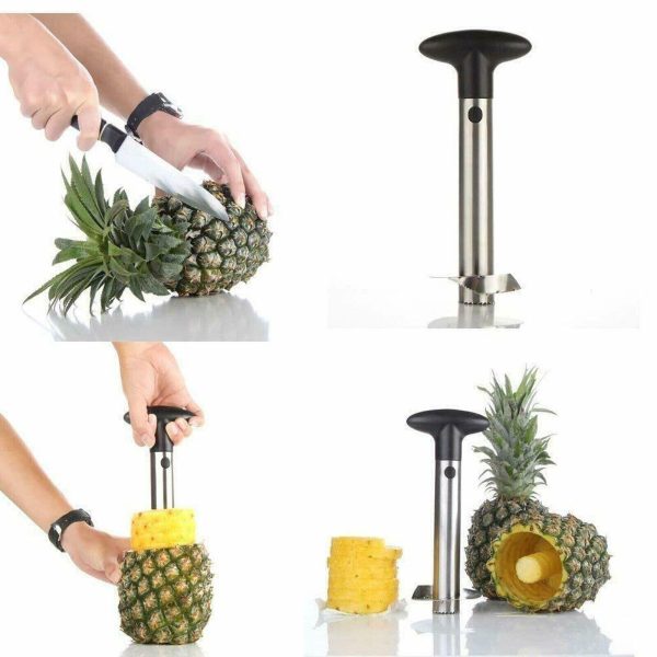 Pineapple Corer Slicer Peeler Stainless Steel for Diced Fruit Rings All in One