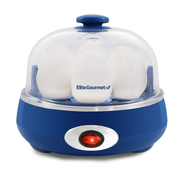 Elite Gourmet EGC322CBL Easy Egg Cooker Electric 7-Egg Capacity Soft Medium H