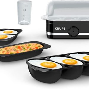 Krups Egg Cooker 6 Egg Capacity Black Soft Hard Boiled Poached Scrambled Omelet