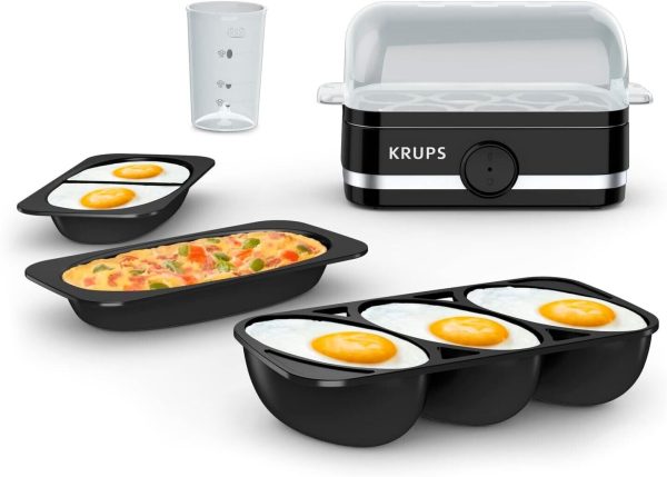 Krups Egg Cooker 6 Egg Capacity Black Soft Hard Boiled Poached Scrambled Omelet