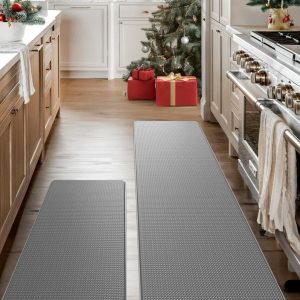 Homergy anti Fatigue Kitchen Mats for Floor 2 Piece Set, Memory Foam Cushioned