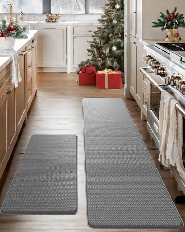 Homergy anti Fatigue Kitchen Mats for Floor 2 Piece Set, Memory Foam Cushioned