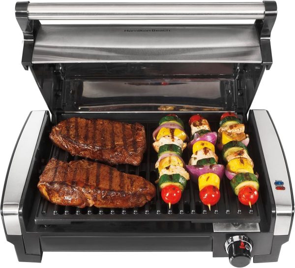 Electric Indoor Searing Grill with Adjustable Temperature Stainless Steel