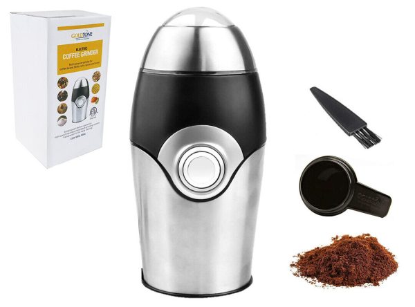 GoldTone Electric Coffee Spice Herb Grinder 200 Watts + Scoop + Cleaning Brush