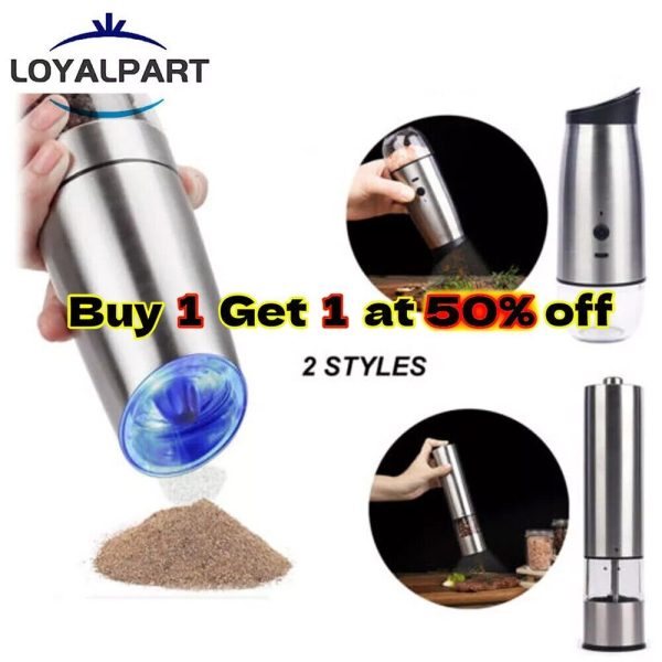 Electrical Metal Grinder Automatic Tobacco Herb Pepper Salt Mill Electric Light